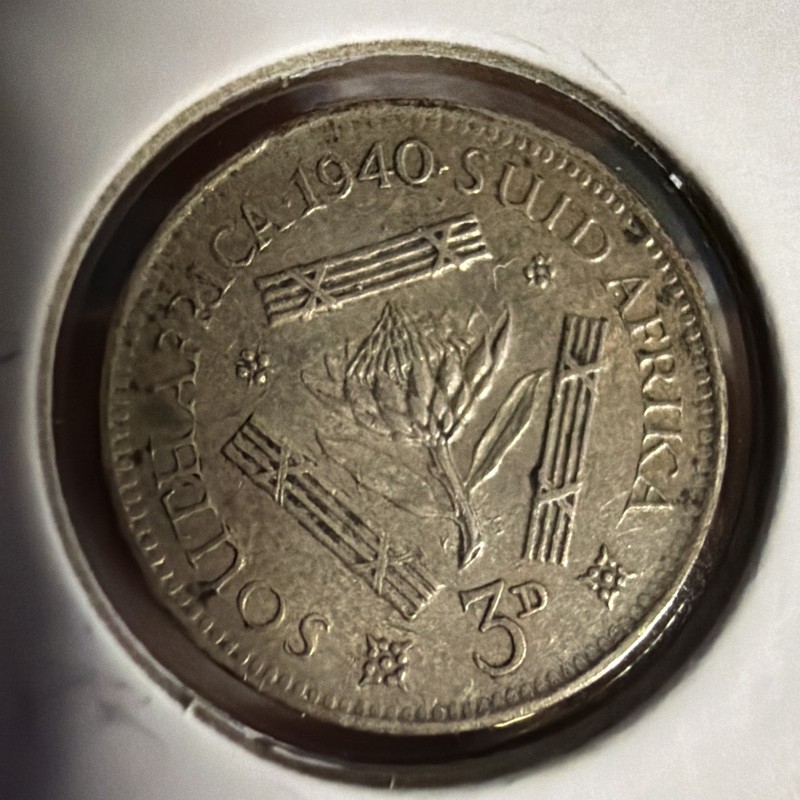 1940 South Africa silver 3 pence, George Vi. Better Grade G9758