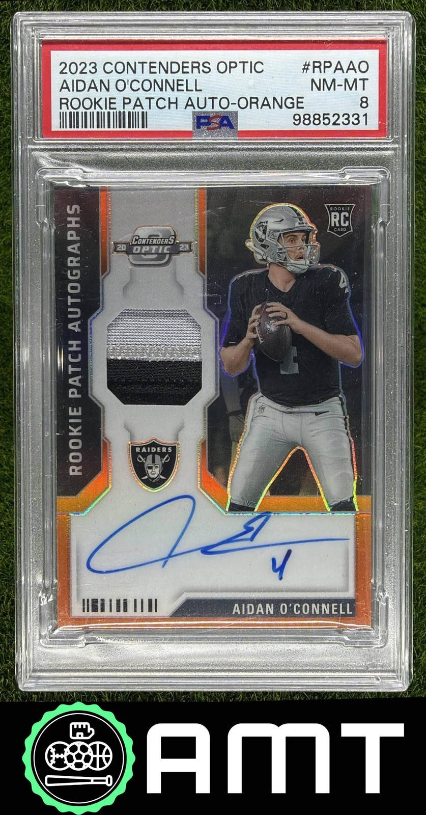 Aidan O'Connell Panini Contenders Optic Rookie Patch Autographs #RPAAO Orange