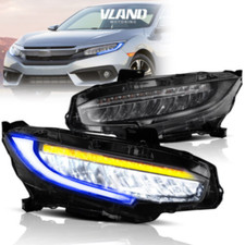 For 2016-2021 Honda Civic Led Blue Drl Sequential Signal Projector Headlights