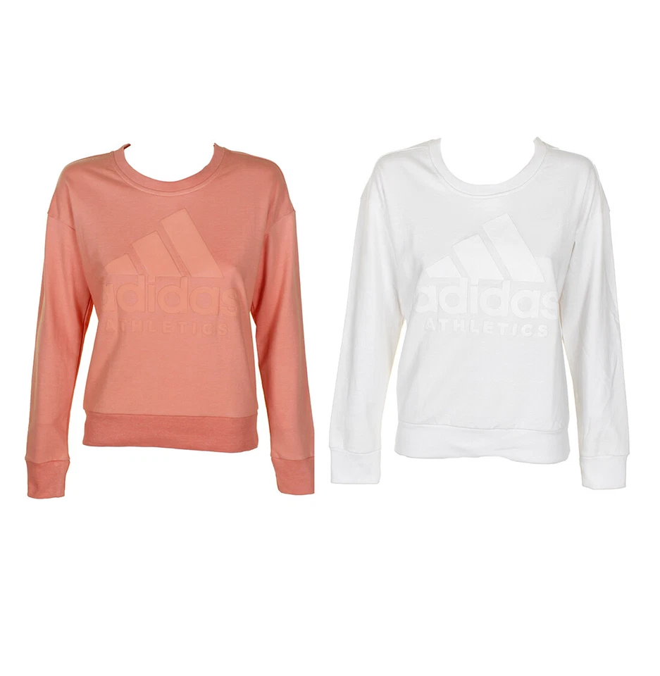 Adidas Ladies Classic Logo Graphic Cotton Crew Neck Sweatshirt