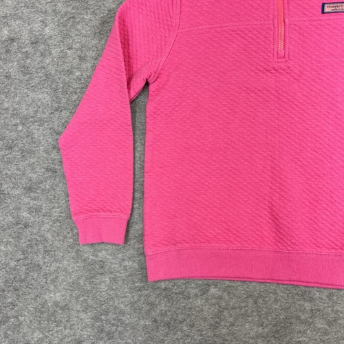 Vineyard Vines Jacket Girls Large 14 Pink Quilted Quarter Zip Pullover Sweater - Picture 3 of 21
