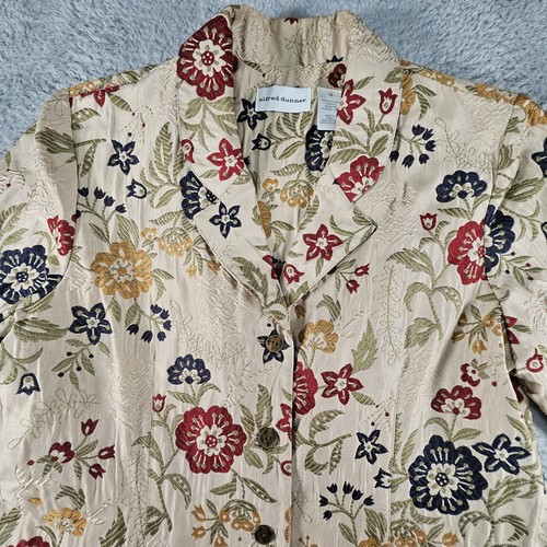 Vtg Alfred Dunner Blazer Womens 16 Floral Tapestry Boho Officecore Career - Picture 2 of 10
