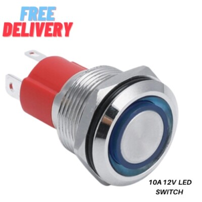 2 Qty LED Switch 19mm Push Button Power Switch Latching with Wire Socket Harness
