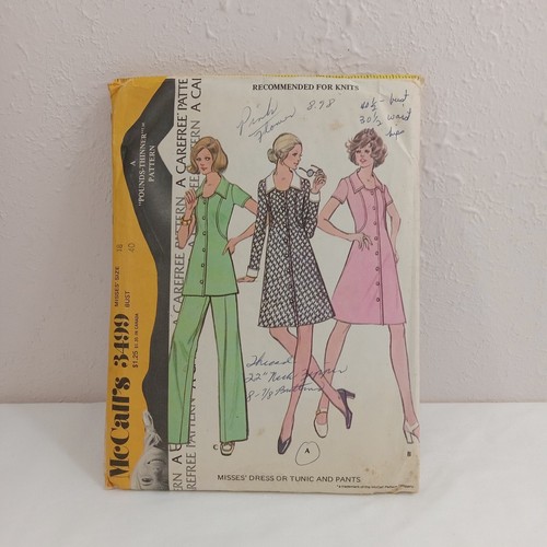 McCall's 3499 Misses' abito tunica pantaloni per maglieria taglia 18 busto 40 anni 70 - Foto 6 di 6