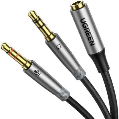 Kopfhörer-Splitterkabel 3,5 mm Mini-Klinken 25 cm Ugreen Audiokabel Silber