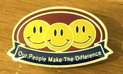 #ad Rare Walmart Lapel Pin Classic Our People Make The Difference 3 Smileys Pinback $6.99