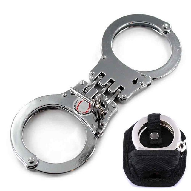 ACE Martial Arts Supply Hinged Heavy Duty Handcuffs and Keys Black for