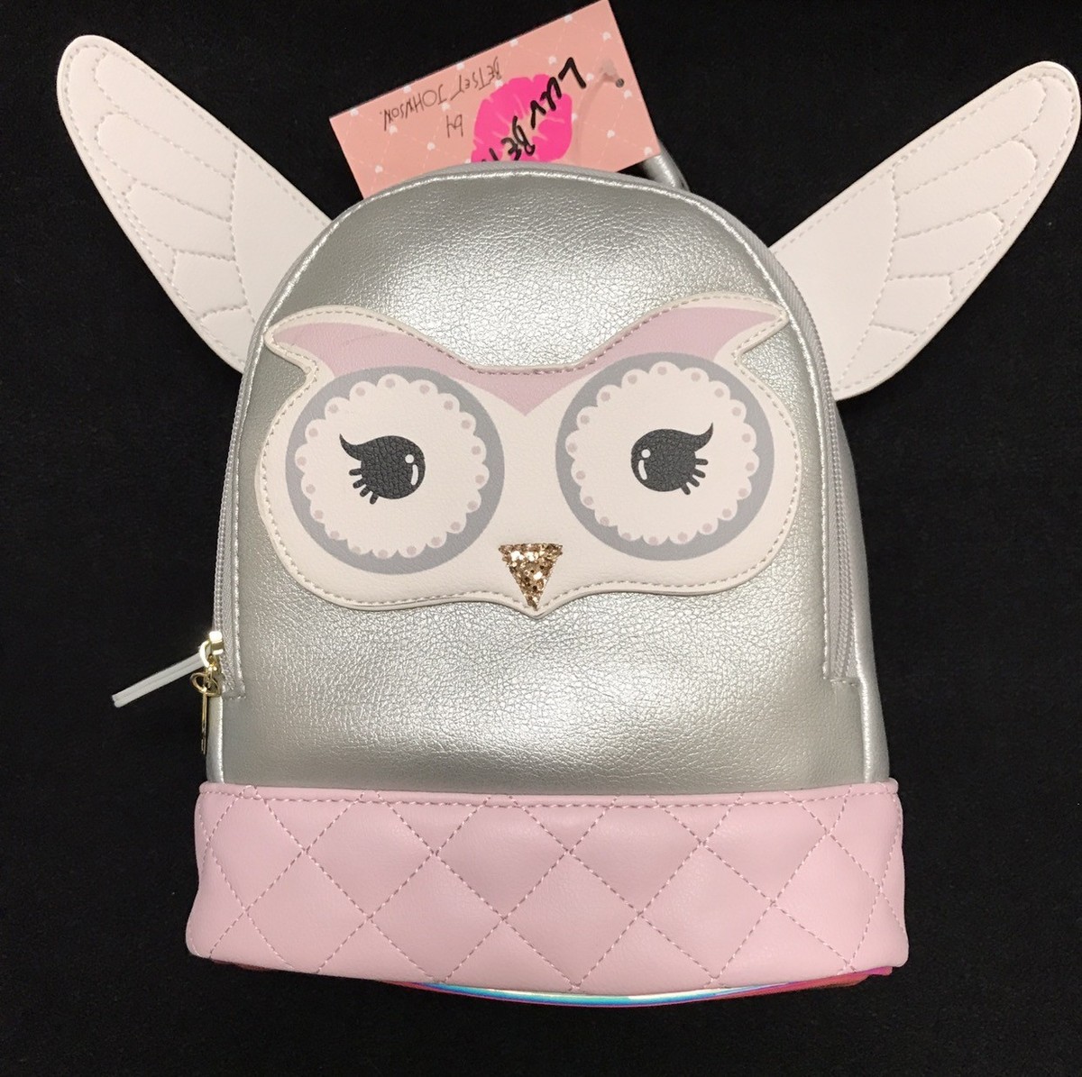 Betsey Johnson Luv LbOwlz Mini Backpack Iridescent w/ moving  display picture 1