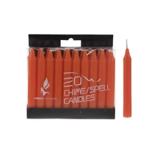 Mega Candles - Unscented 4" Chime / Spell Taper Candles - Orange, Set of 20