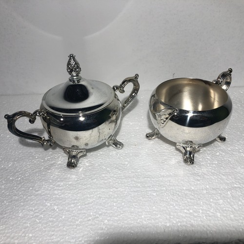 International Silver Co Ananas Muster Silber Teller Zucker und Milchkännchen