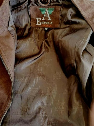 Emporio Collezione Mens Faux Suede Jacket Size XXL Brown Full Zip Retro Hipster - Picture 5 of 12