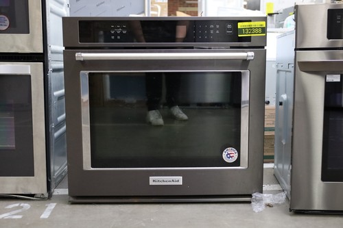 black stainless steel single wall oven