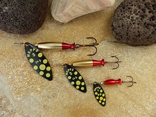 SPINNER MEPPS LONGHEAVY SCHWARZ GELBE PUNKTE ALLE GROESSEN SPINNFISCHEN NEU