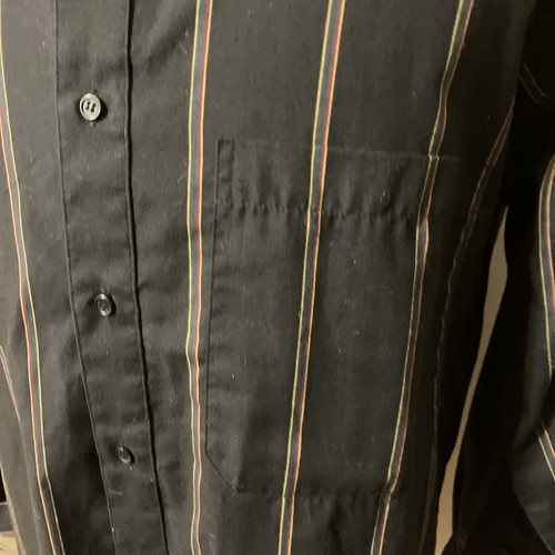 Impact Shirt Mens Large Vintage Black Dress Button Down Long Sleeve Striped L - Picture 2 of 6