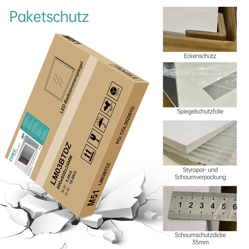 Badspiegel Wandspiegel Rund LED mit Touch Dekospiegel Loft Spiegel 50/70/80 cm - Bild 12 von 16