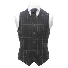 Heritage Check Charcoal Grey Men's Waistcoat  Matching Tie