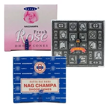 Satya Sai Baba Incense Cones, Packs of 12 Cones, CHOOSE YOUR SCENT