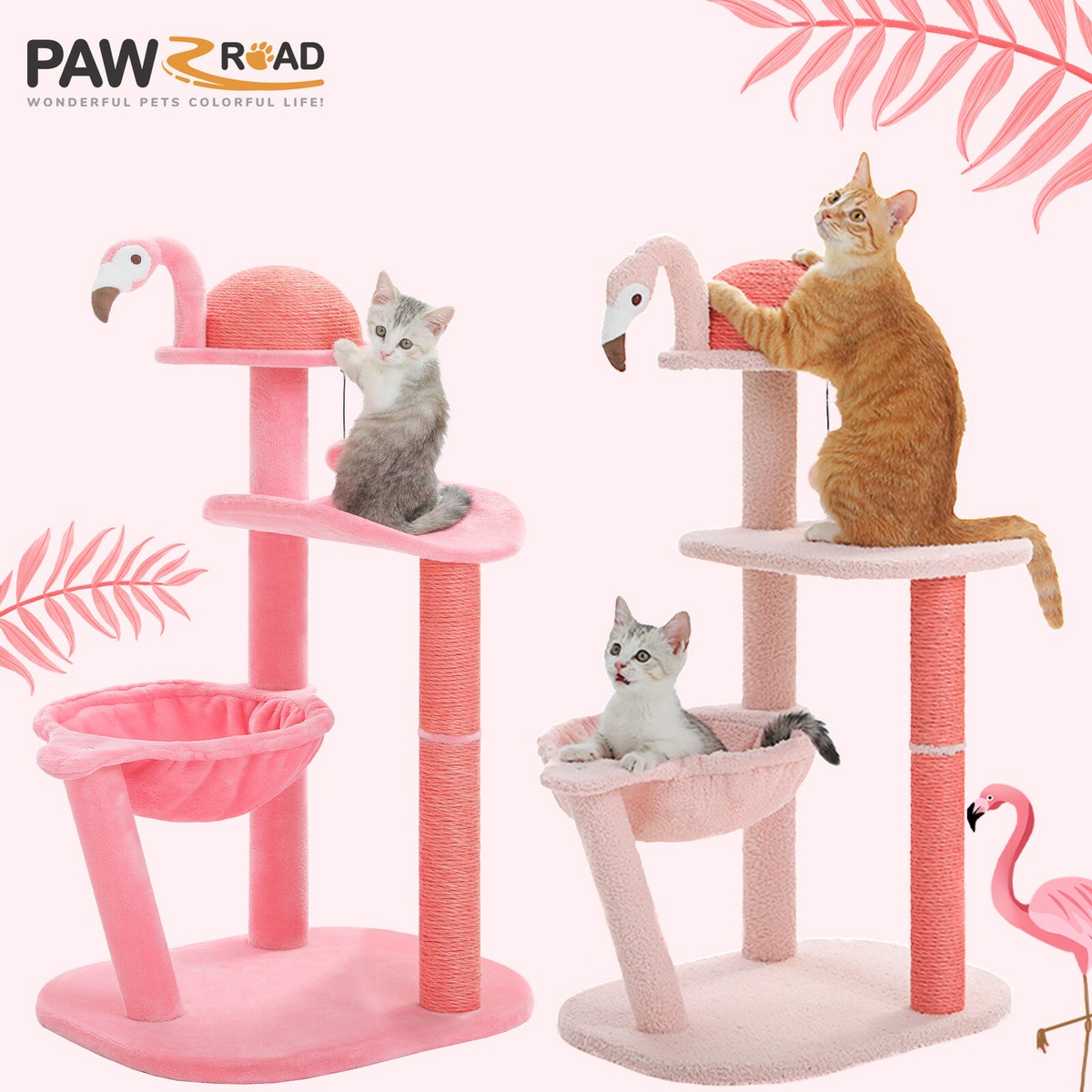 Flamingo You And Me Cat Condo PAWZ Road Flamingo Cat Tree Tower