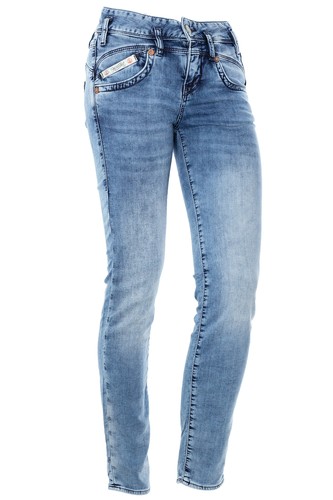 Herrlicher Pearl Slim Stretchjeans Mid Waist Damen Denim Damen Blau Grau Schwarz - Picture 2 of 19