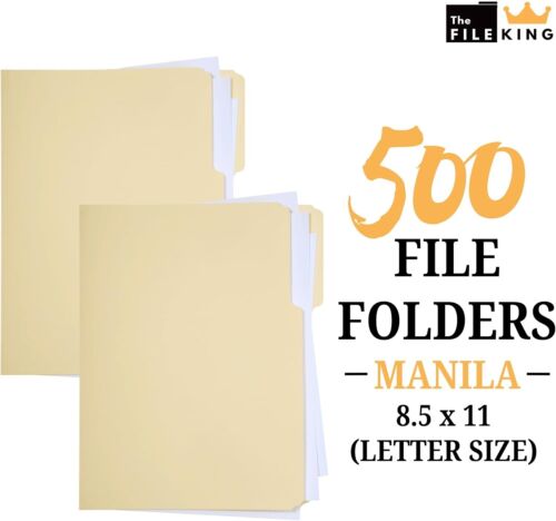 Assorted 1/3 Cut Tab Manila File Folders - 500 Bulk Pack for Easy Organization - Picture 4 of 11