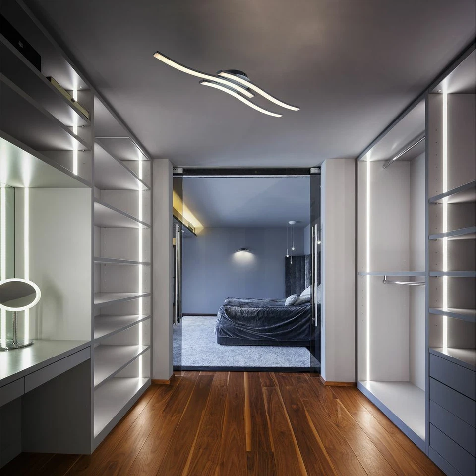 Plafonnier LED design moderne éclairage plafond 18W blanche chaude finition alu - Photo 3/4