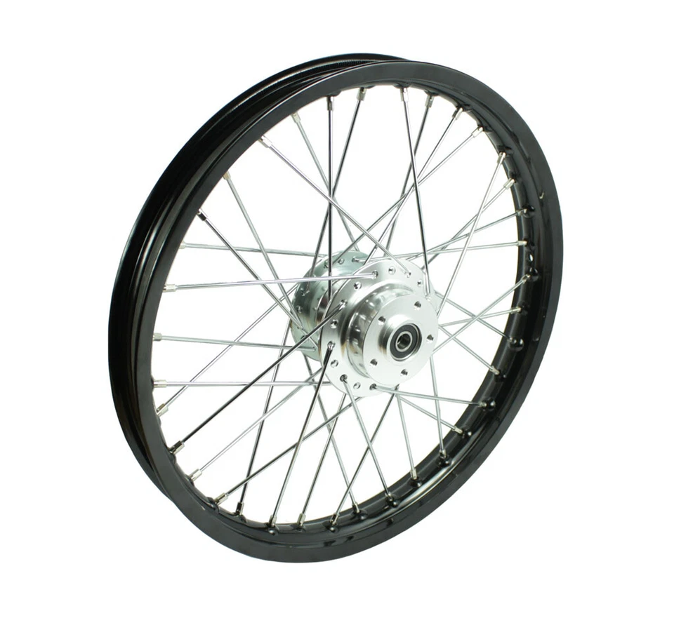 KULTMOPEDS Felge Scheibenbremse schwarz Speichen verchromt für Simson S51 S50 S53 S70 S83