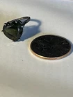 Vtg Sterling Silver Heart Green Topaz Ring R29 Size 4.5