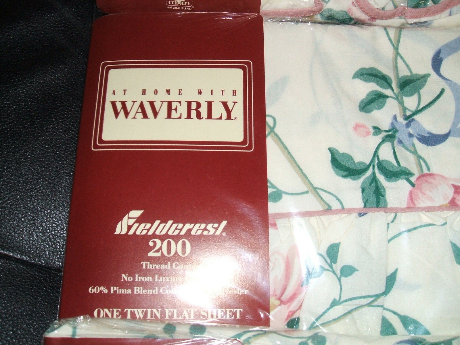 VINTAGE WAVERLY FIELDCREST LUXURY SHEETS SET 2 TWIN FLAT SHEETS FITTED