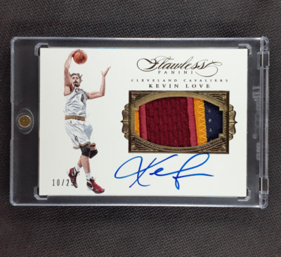 2015-16 Panini Flawless #PA-KL Kevin Love Gold Foil Patch Auto Game Worn 10/25