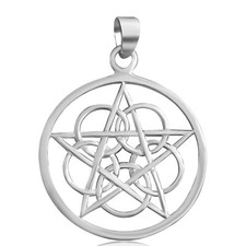 Sterling Silver Infinity Pentacle Pentagrams Pendant Necklace Wicca Pagan Gothic