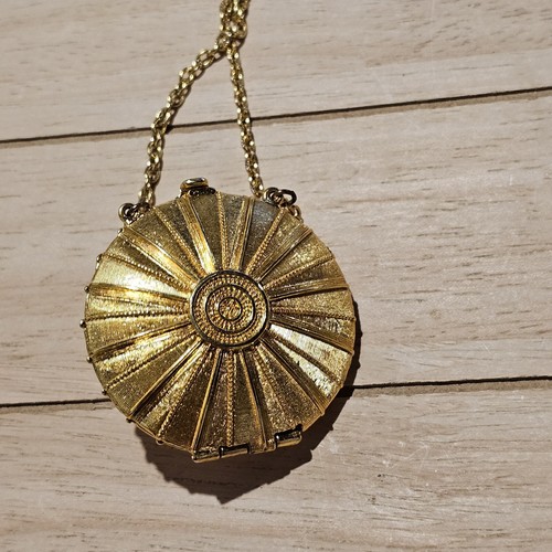 Vintage Estee Lauder Parfum Parfüm Glace Anhänger Halskette Medaillon Lapis Gold - Bild 5 von 7