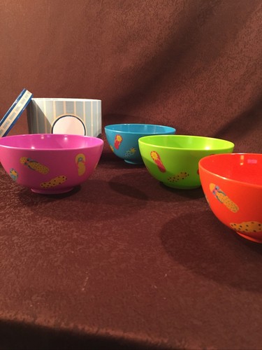 Melamine Ice Cream Bowls Set of 4 Birthday Party And Summertime Fun - Picture 5 of 12
