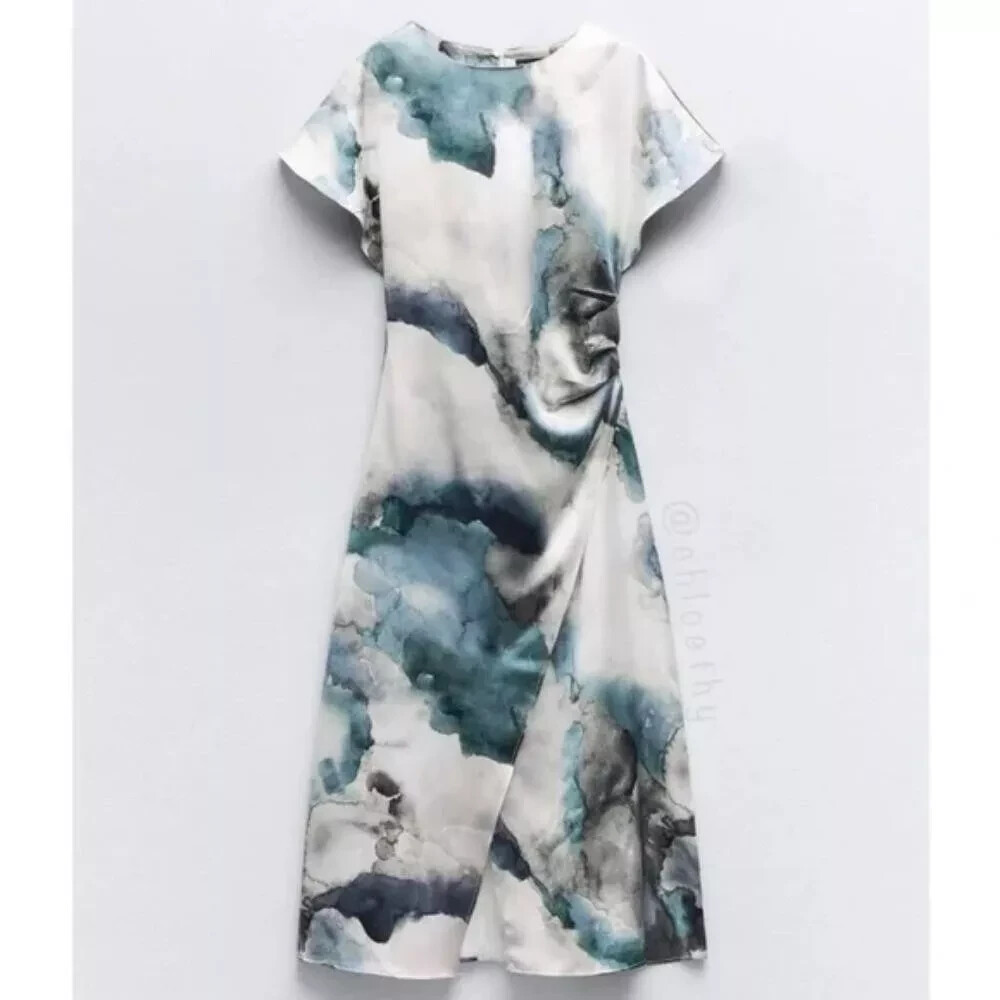 紗良 ZARA SS24 MIDI MULTICOLORED YELLOW PRINTED HALTER DRESS SZ