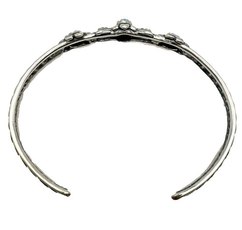 Darling Carolyn Pollack AW Sterling Silver 3 Stone Turquoise Cuff Bracelet 7.25” - Photo 5 sur 8