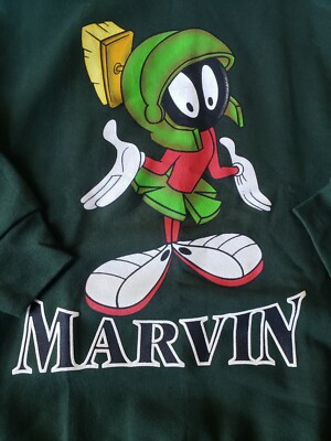 Vintage 90s Marvin the Martian Graphic sweatshirt Tunes Warner 