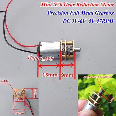 DC 3V 5V 6V 70RPM Slow Speed Mini N20 Full Metal Gear Motor DIY Car Robot Lock