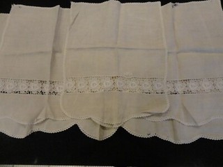 Vintage Brown & Cream Linen Chairback Protectors 2 Sofa 1Chair In Need of Repir