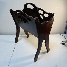Vintage Wood Magazine Rack Book Newspaper Holder - Similar To Butler Style