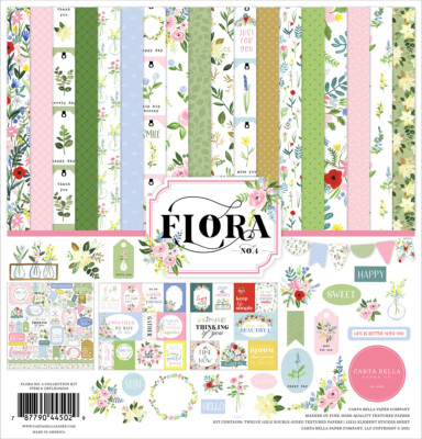 Carta Bella Paper FLORA NO. 4 12x12 Scrapbook Cardstock Collection Kit