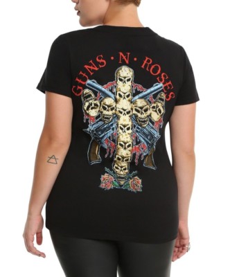 Guns N' Roses SKULL CROSS Women's Girls Plus Size T-Shirt NEW 100% Authentic