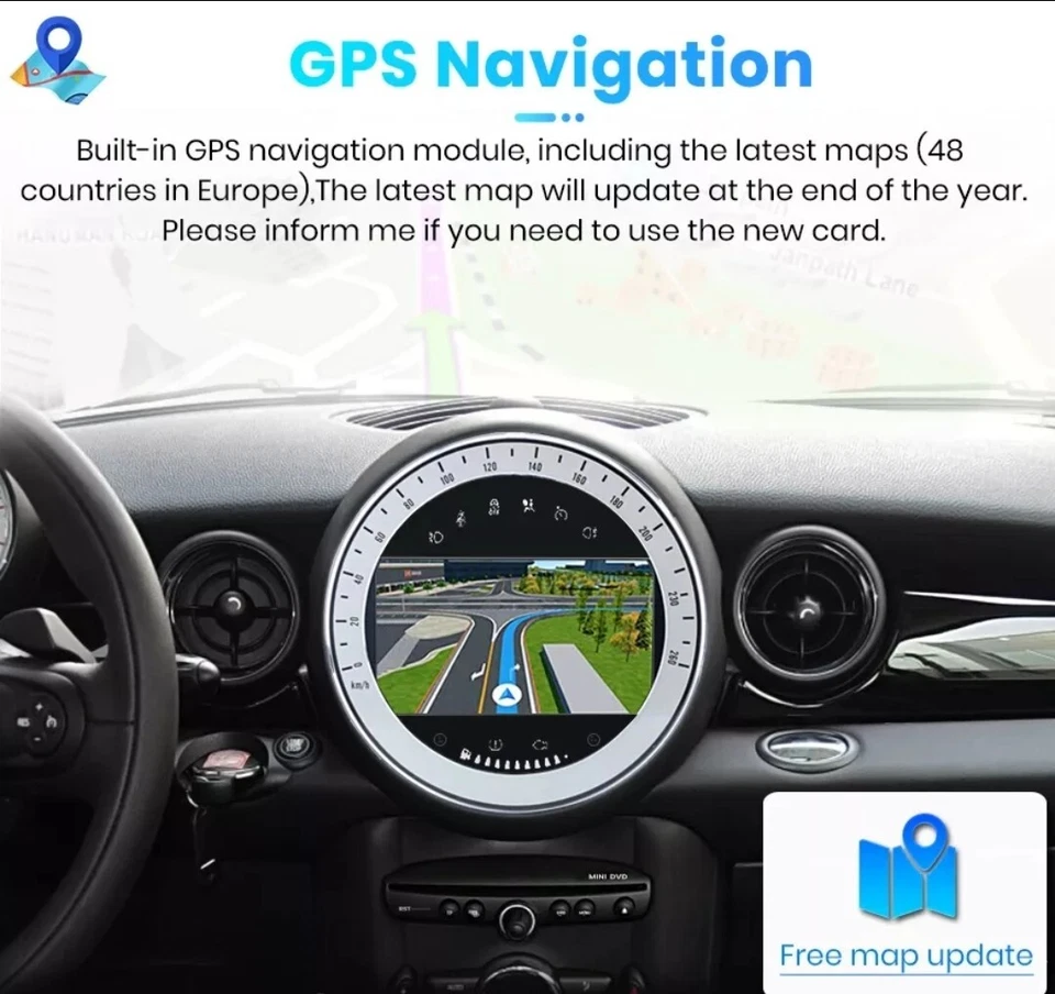 RADIO 2 DIN PER MINI R56 COOPER ONE R60 GPS USB BLUETOOTH 2GB RAM 32GB ROM - Immagine 3 di 4