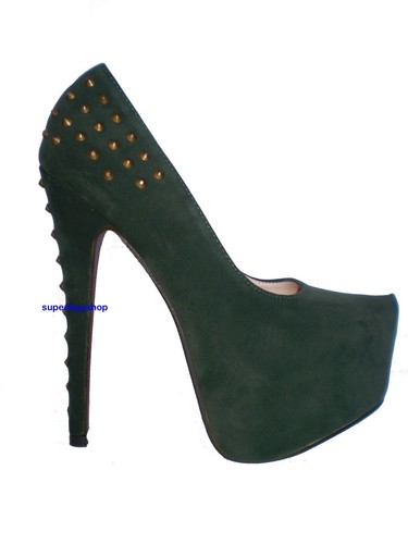 Scarpe donna decoltè tacco alto 14 cm verde borchie tg 35 cod 8926-3 | eBay