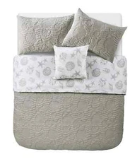 VCNY Home Beach Island Textured Seashell Reversible 4-Pc. Duvet Cover Set KING G