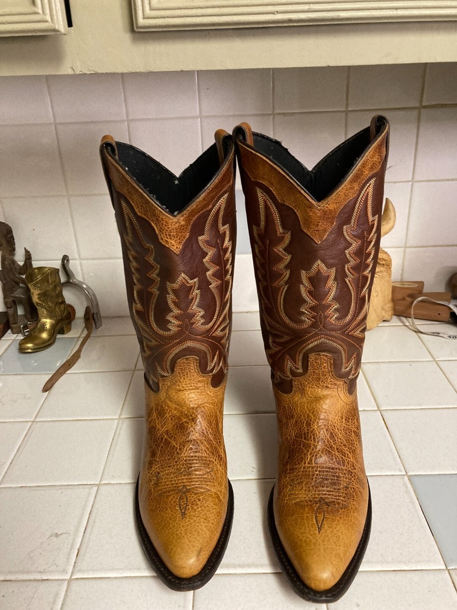 Vintage Abilene Mens Size 8.5 D Two Tone Brown Leather USA 