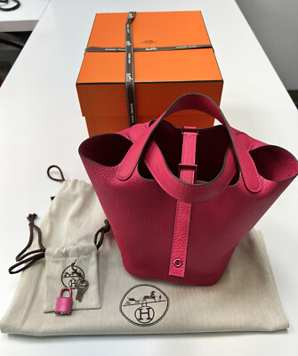 NEW Hermes Monochrome Picotin 18 Rose Mexico Clemence Pink