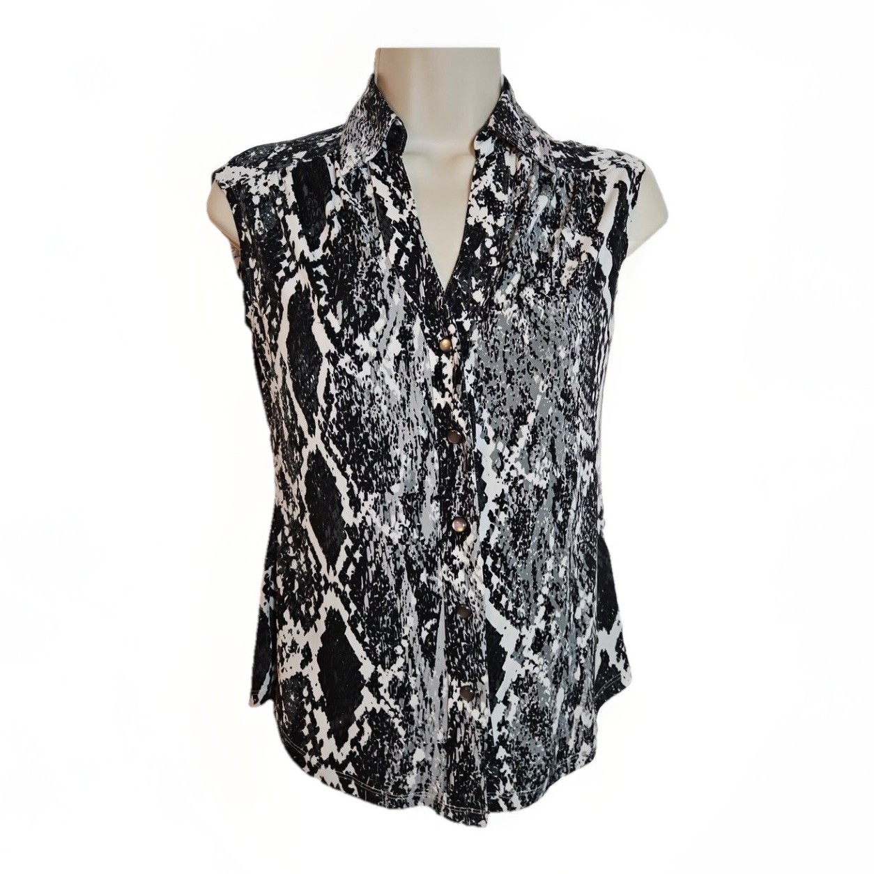 Cache Snake Print Sleeveless Collared Top Pearl S… - image 3