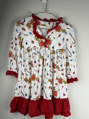 Dr Seuss Grinch Christmas Toddler Long Nightgown Sleep Dress 5-6 Ruffle