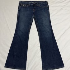 True Religion Dark Wash Flared Jeans Women s 31 Joey 601783 36x32 VG SHIPS FAST