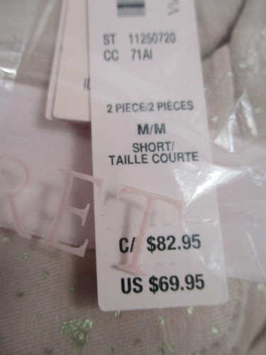 -NUEVO CON ETIQUETAS Victoria's Secret Conjunto de Pijama Largo Modal Oro Rosa Pálido Corazones Brillantes Talla M - Imagen 5 de 5