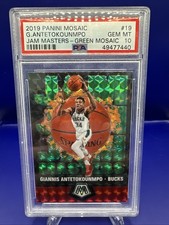 2019-20 Panini Mosaic Giannis Antetokounmpo Jam Masters Green Mosaic PSA 10